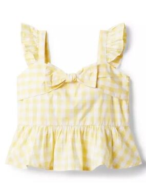 Janie and Jack Girls Yellow Gingham Ruffle Bow Tank Top 6